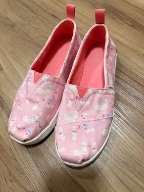 Toms Kids Pink Slip-On Sneakers with Poodle Print